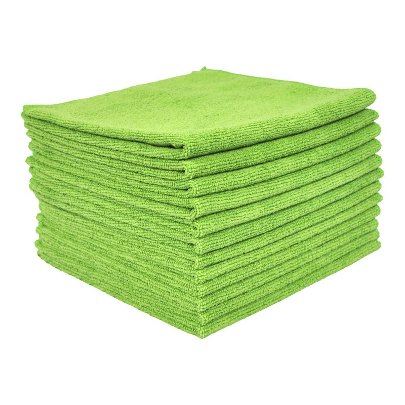 Eurow Utility 240 GSM Terry Weave Microfiber Cleaning Towels for Home, Auto, Boat, RV, Garage, Shop, Streak-Free, Scratch-Free, Reusable, Multi-Surface, Ultra Absorbent, 16x16 Inch, 12-Pack, Green - Image 2